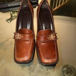 Vintage Coach Cognac Brown Leather Women's Loafer heels